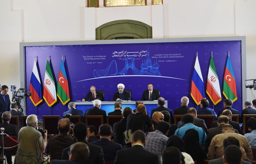 Заявления президентов Азербайджана, Ирана и России для прессы