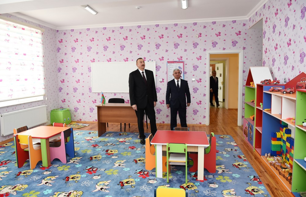 President Ilham Aliyev attended opening of newly built orphanage-kindergarten in Aghjabadi district