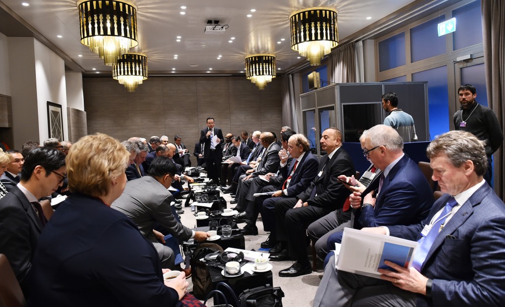 Session of oil and gas industry leaders held as part of World Economic Forum in Davos President Ilham Aliyev attended the session