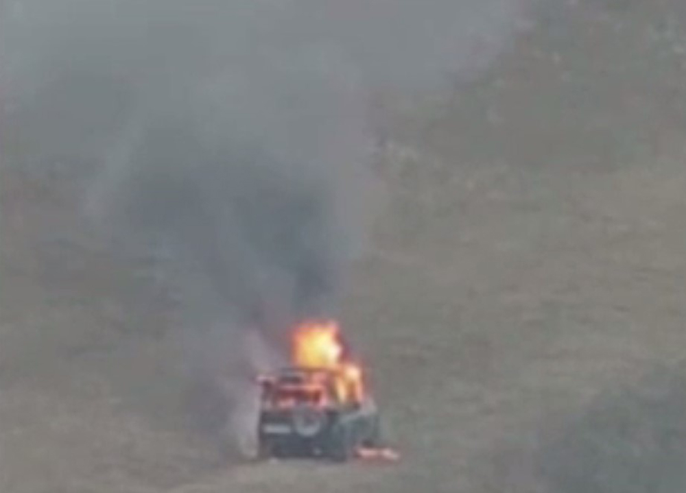 The enemy, having attempted to commit provocation at the state border, set fire to his vehicle and retreated