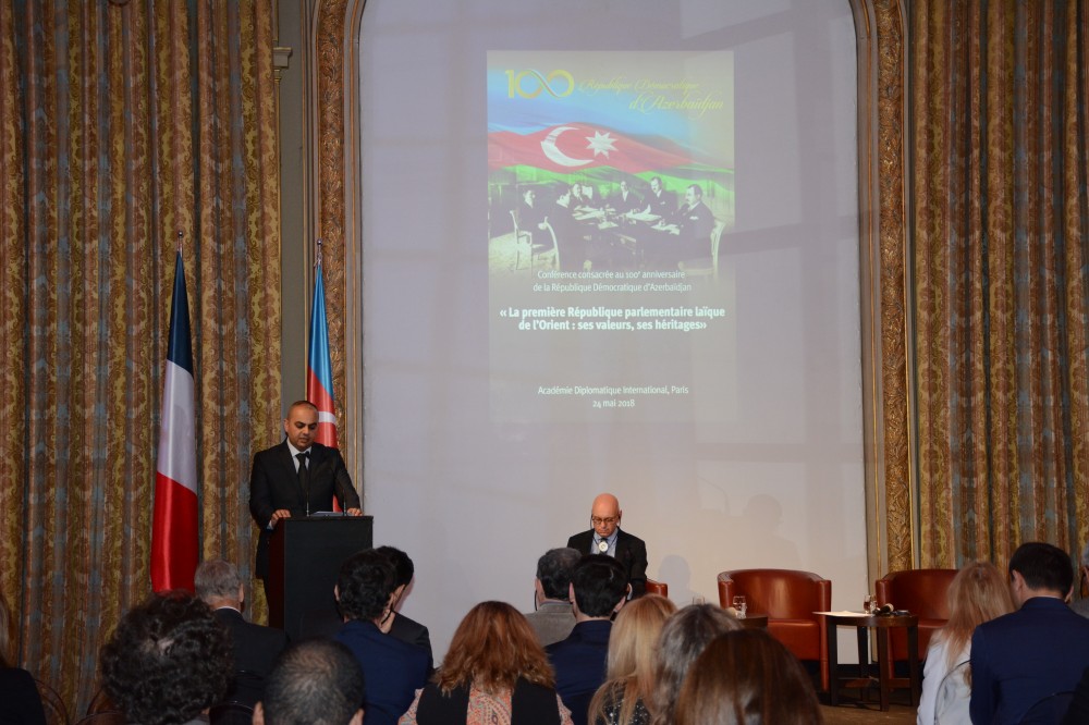 Fransa Beynəlxalq Diplomatik Akademiyasında Azərbaycan Xalq Cümhuriyyətinin 100 illiyi ilə bağlı konfrans keçirilib