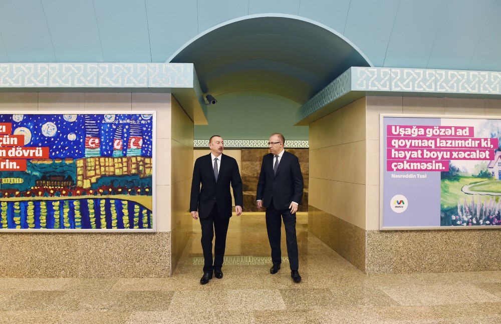 Президент Ильхам Алиев принял участие в открытии станции метро «Сахиль» после капитального ремонта и реконструкции