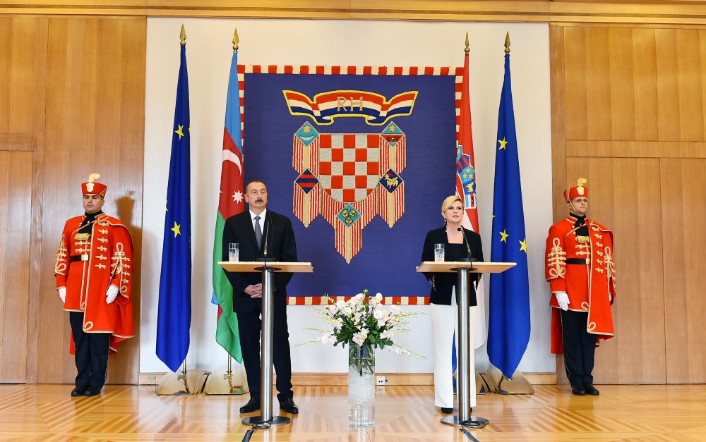 Azerbaijani and Croatian presidents made press statements
