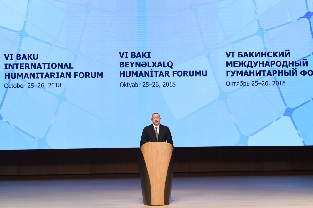 Bakıda VI Beynəlxalq Humanitar Forumu işə başlayıb Azərbaycan Prezidenti İlham Əliyev Forumun rəsmi açılış mərasimində iştirak edib