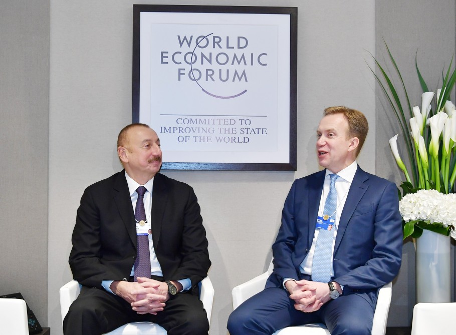 President Ilham Aliyev met with President of World Economic Forum in Davos