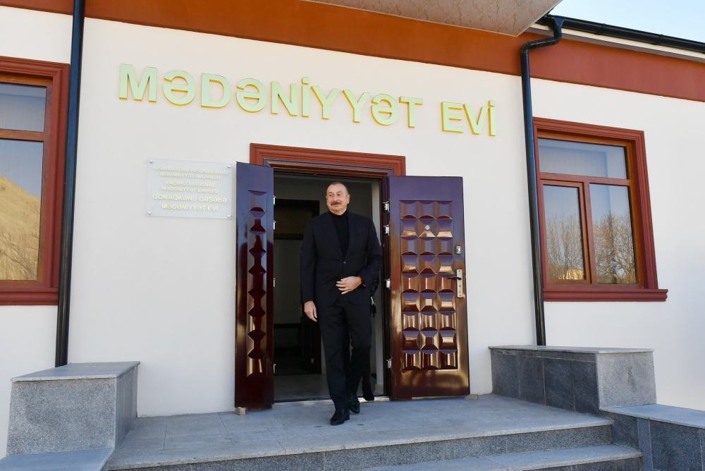 President Ilham Aliyev and First Lady Mehriban Aliyeva viewed renovation work carried out in Gonagkand settlement, Guba President Ilham Aliyev and First Lady Mehriban Aliyeva viewed renovation work carried out in Gonagkand settlement, Guba